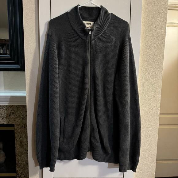 Pact Organic Cotton Double Knit Modern Full Zip Sweater Gray Size XL - Picture 2 of 8